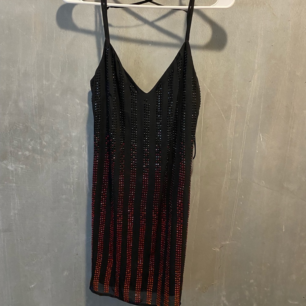MARCIANO SEXY BLING Black red gem dress NEW